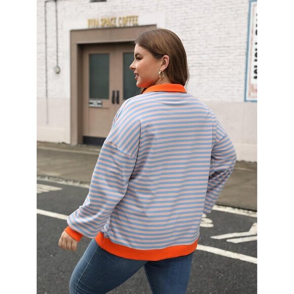 Plus Size Sweatshirts Cotton Blend Long Sleeve Casual Pullover Top - Picture 5 of 5